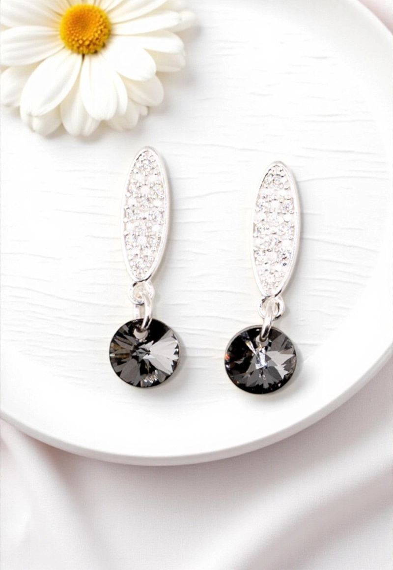 AROS JOYAS MONTERO PUNTO DE LUZ BAÑO DE ORO BLANCO CRISTALES GENUINOS SILVER NIGHT - 4