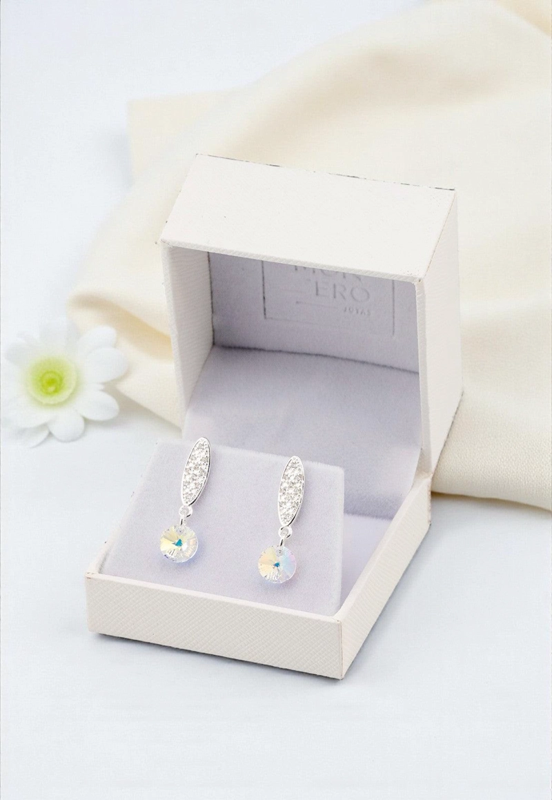 AROS JOYAS MONTERO PUNTO DE LUZ BAÑO DE ORO BLANCO CRISTALES GENUINOS AURORA BOREAL - 3