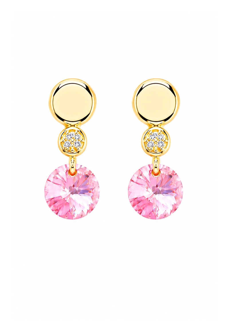 AROS JOYAS MONTERO PUNTO DE LUZ GOLD CRISTAL GENUINO ROSE SHIMMER ENCHAPADO EN ORO 18K - 1