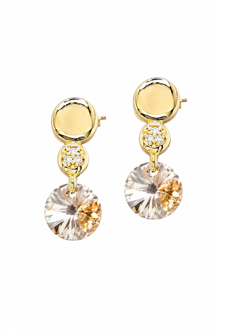 AROS JOYAS MONTERO PUNTO DE LUZ GOLD CRISTAL GENUINO GOLDEN SHADOW ENCHAPADO EN ORO 18K - 1