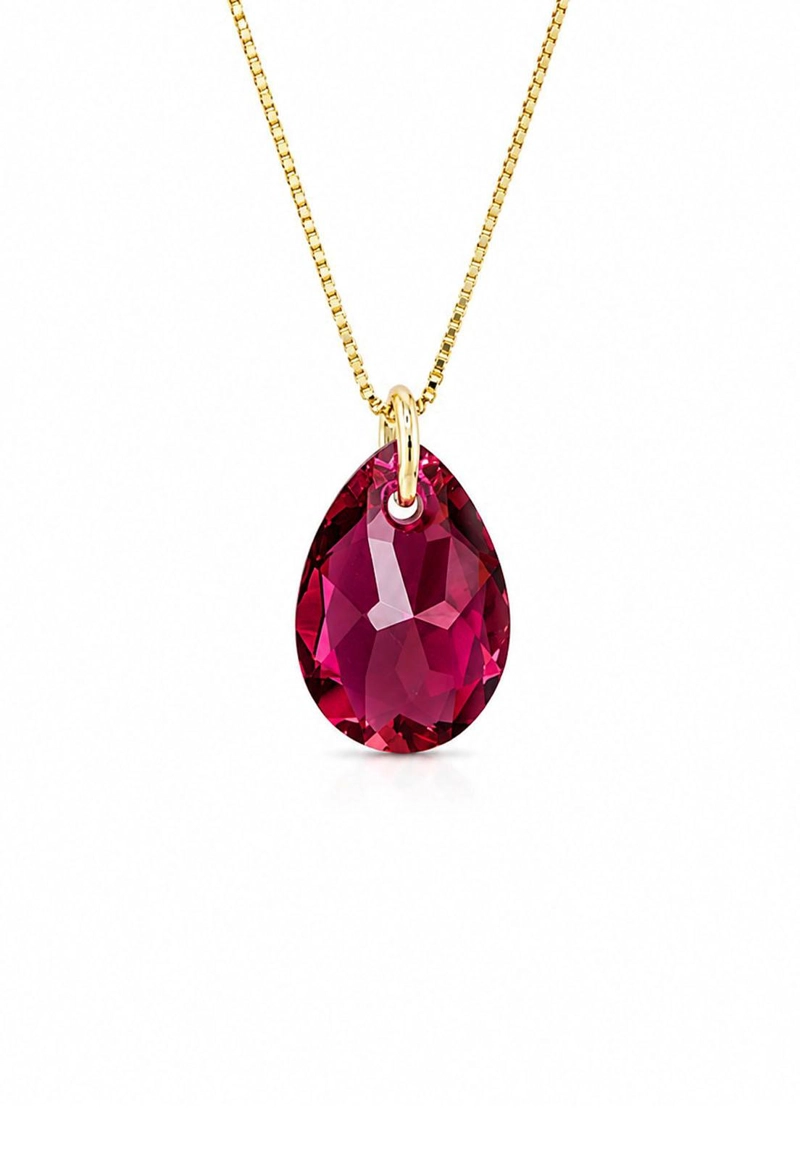 COLLAR GOTA DE LUZ GOLD 24K CRISTAL GENUINO SCARLET - 1