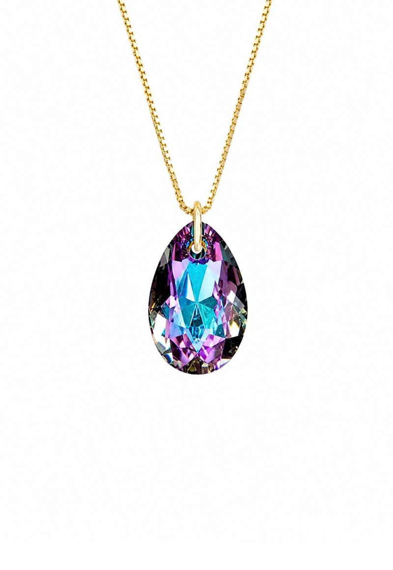 COLLAR JOYAS MONTERO GOTA DE LUZ GOLD CRISTALES GENUINOS VITRAL LIGHT