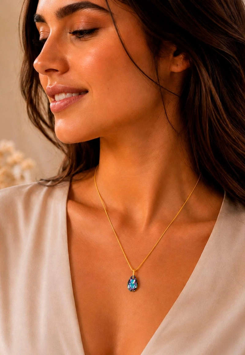 COLLAR JOYAS MONTERO GOTA DE LUZ GOLD CRISTALES GENUINOS VITRAL LIGHT - 7