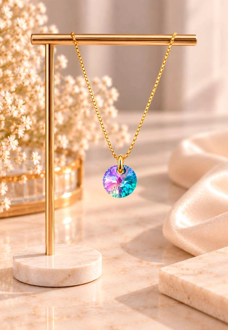 COLLAR JOYAS MONTERO PUNTO DE LUZ GOLD CRISTALES GENUINOS PARADISE SHINE - 2