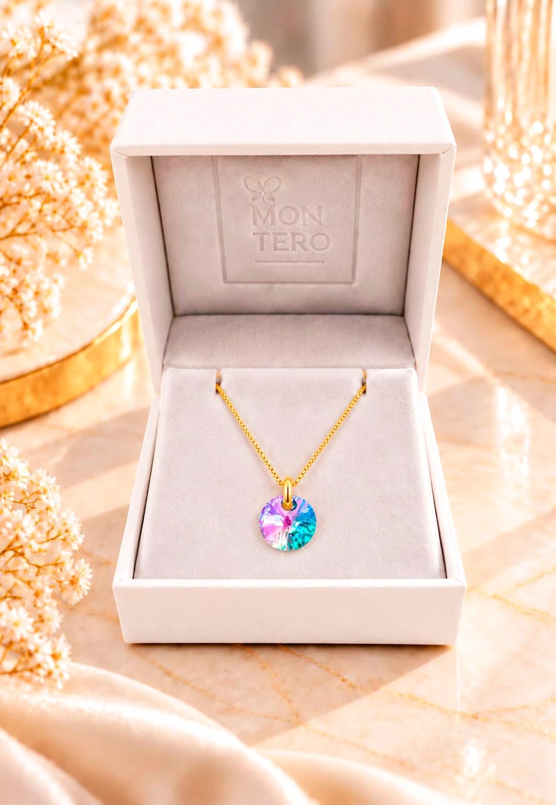 COLLAR JOYAS MONTERO PUNTO DE LUZ GOLD CRISTALES GENUINOS PARADISE SHINE - 3