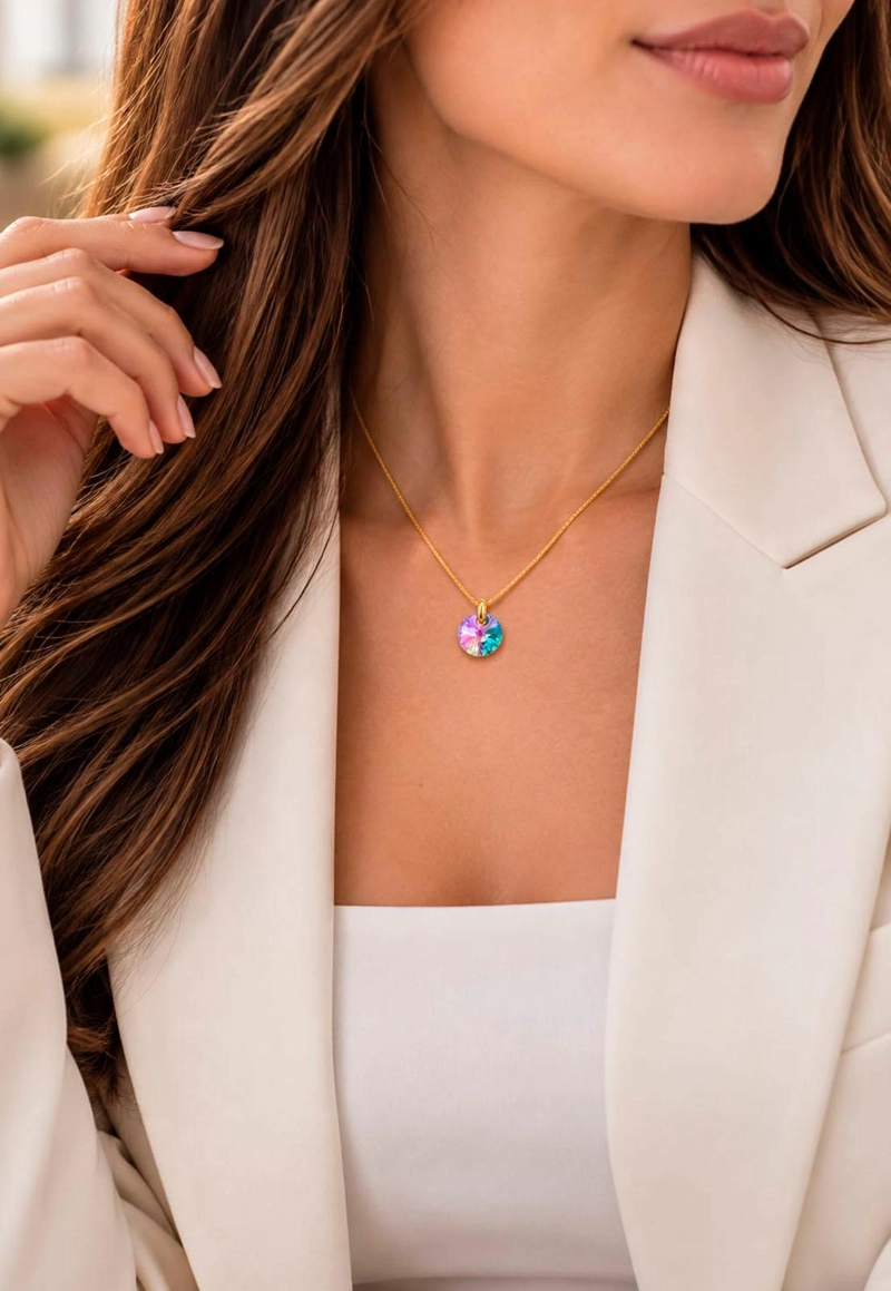 COLLAR JOYAS MONTERO PUNTO DE LUZ GOLD CRISTALES GENUINOS PARADISE SHINE - 4