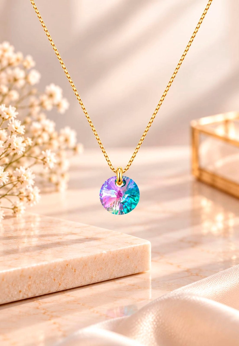 COLLAR JOYAS MONTERO PUNTO DE LUZ GOLD CRISTALES GENUINOS PARADISE SHINE - 6