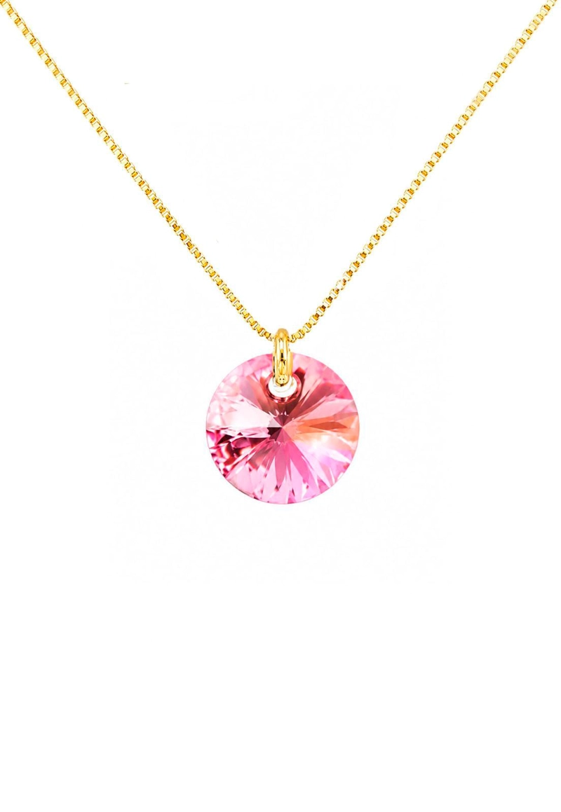 COLLAR JOYAS MONTERO PUNTO DE LUZ GOLD CRISTALES GENUINOS LIGHT ROSE - 1