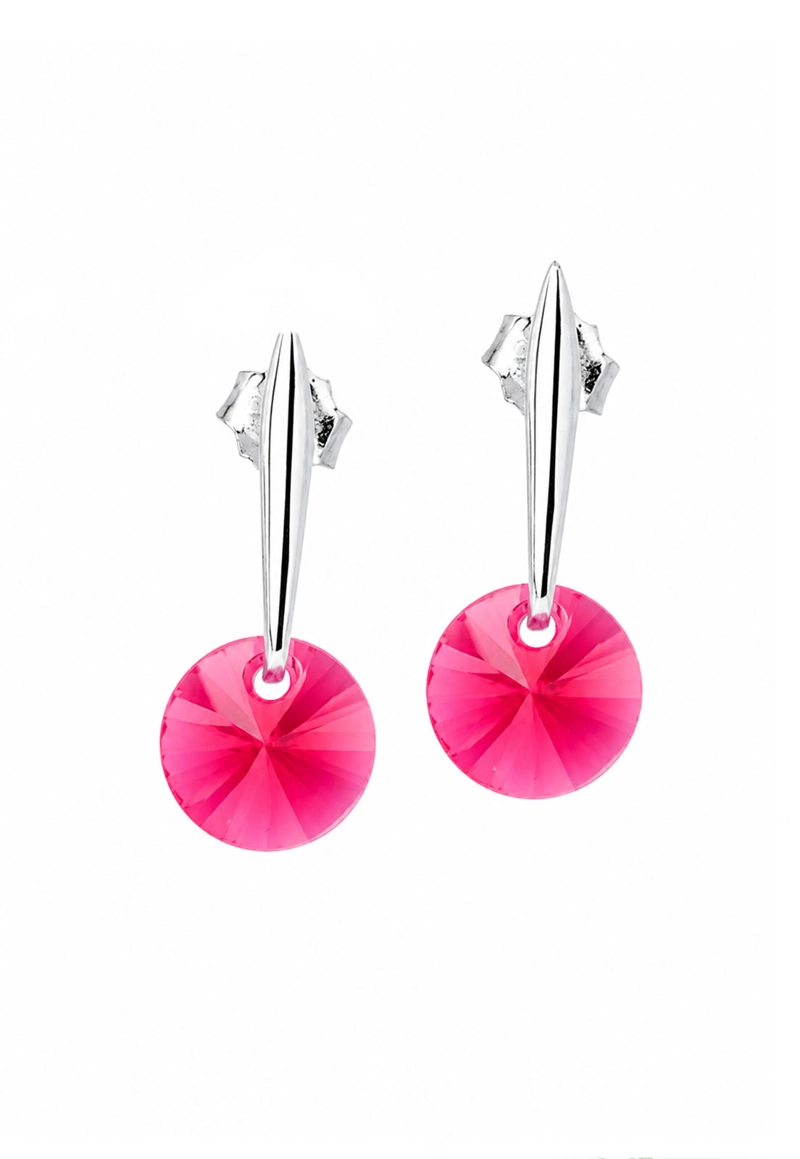 AROS JOYAS MONTERO PLATA 925 PUNTO DE LUZ CRISTALES GENUINOS SCARLET - 1