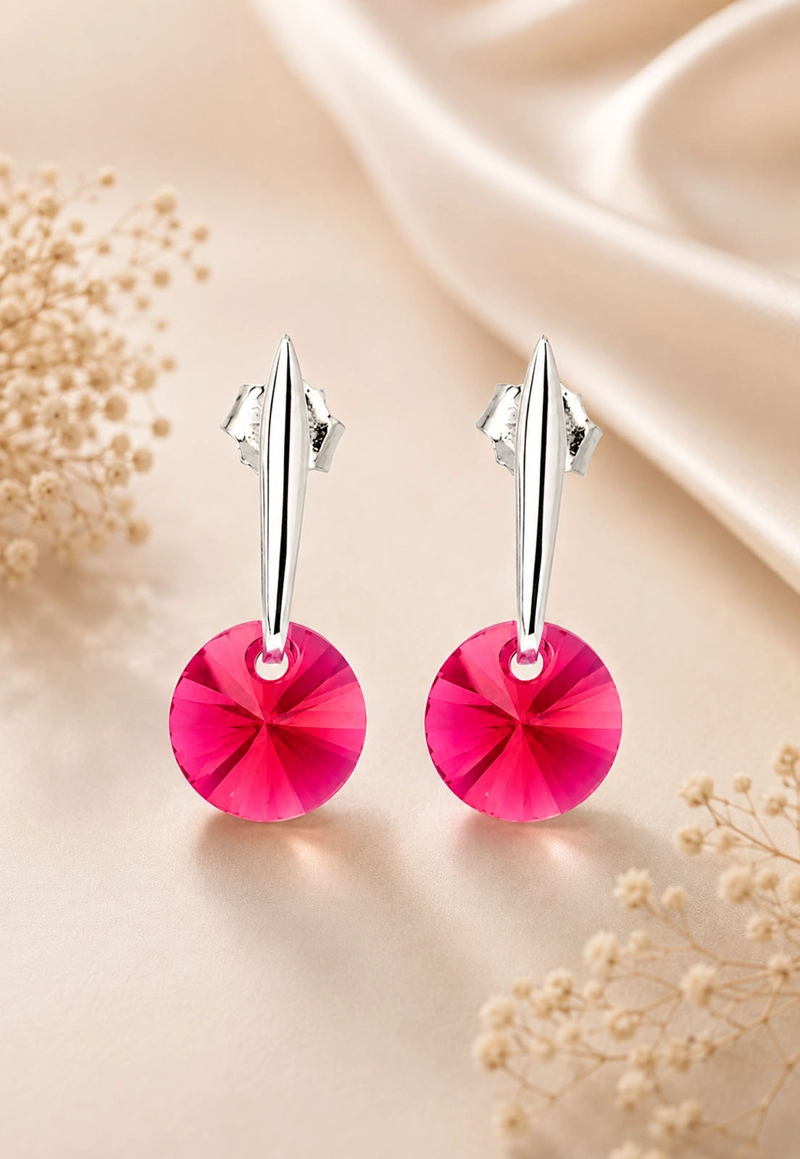 AROS JOYAS MONTERO PLATA 925 PUNTO DE LUZ CRISTALES GENUINOS SCARLET - 2