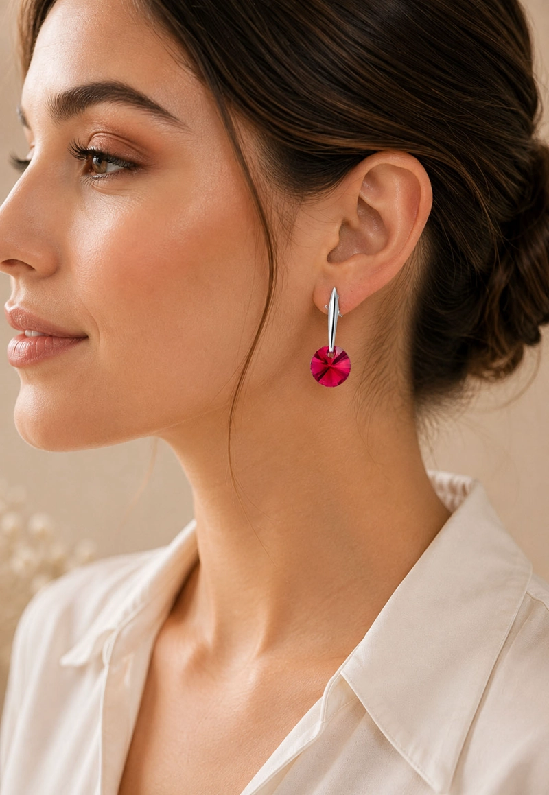 AROS JOYAS MONTERO PLATA 925 PUNTO DE LUZ CRISTALES GENUINOS SCARLET - 4