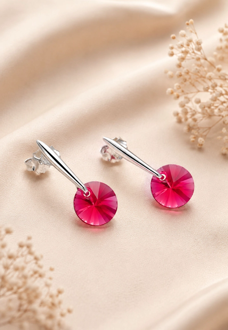 AROS JOYAS MONTERO PLATA 925 PUNTO DE LUZ CRISTALES GENUINOS SCARLET - 6