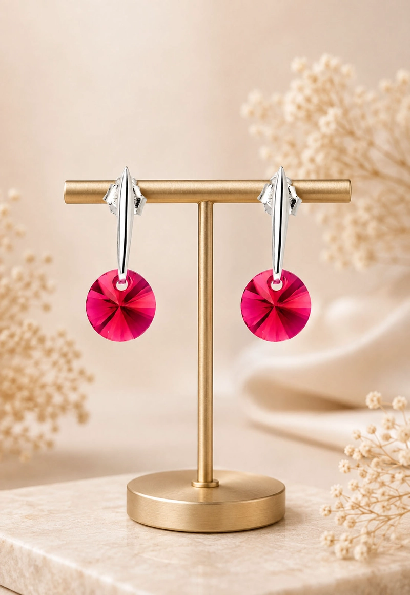 AROS JOYAS MONTERO PLATA 925 PUNTO DE LUZ CRISTALES GENUINOS SCARLET - 7