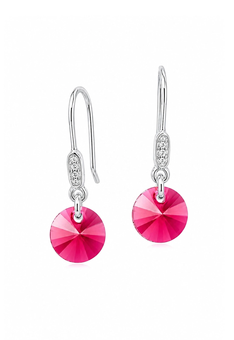 AROS JOYAS MONTERO PLATA 925 PUNTO DE LUZ CIRCON CRISTALES GENUINOS SCARLET - 1