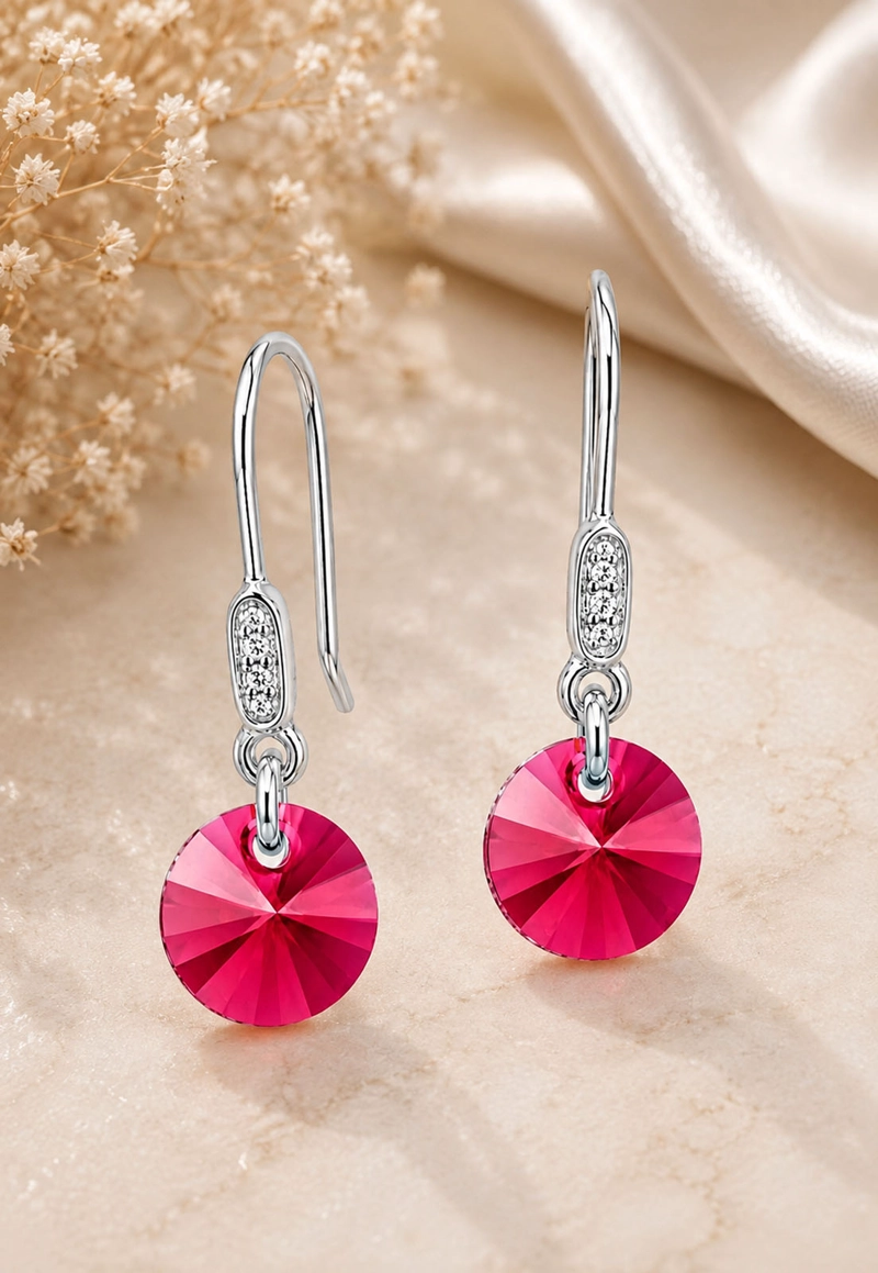 AROS JOYAS MONTERO PLATA 925 PUNTO DE LUZ CIRCON CRISTALES GENUINOS SCARLET - 2