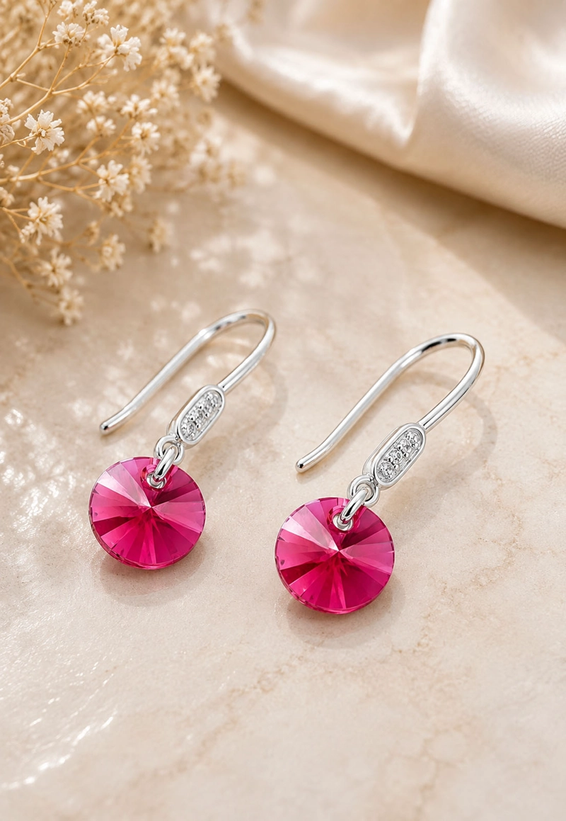AROS JOYAS MONTERO PLATA 925 PUNTO DE LUZ CIRCON CRISTALES GENUINOS SCARLET - 4