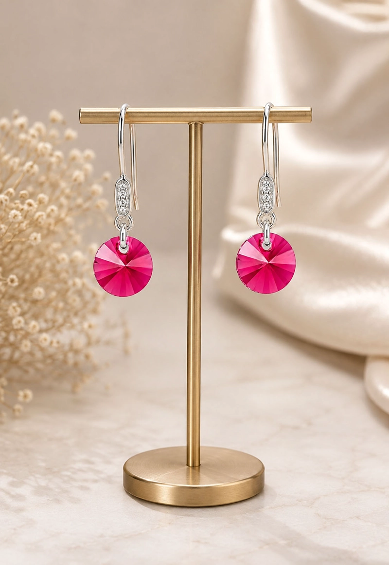 AROS JOYAS MONTERO PLATA 925 PUNTO DE LUZ CIRCON CRISTALES GENUINOS SCARLET - 5
