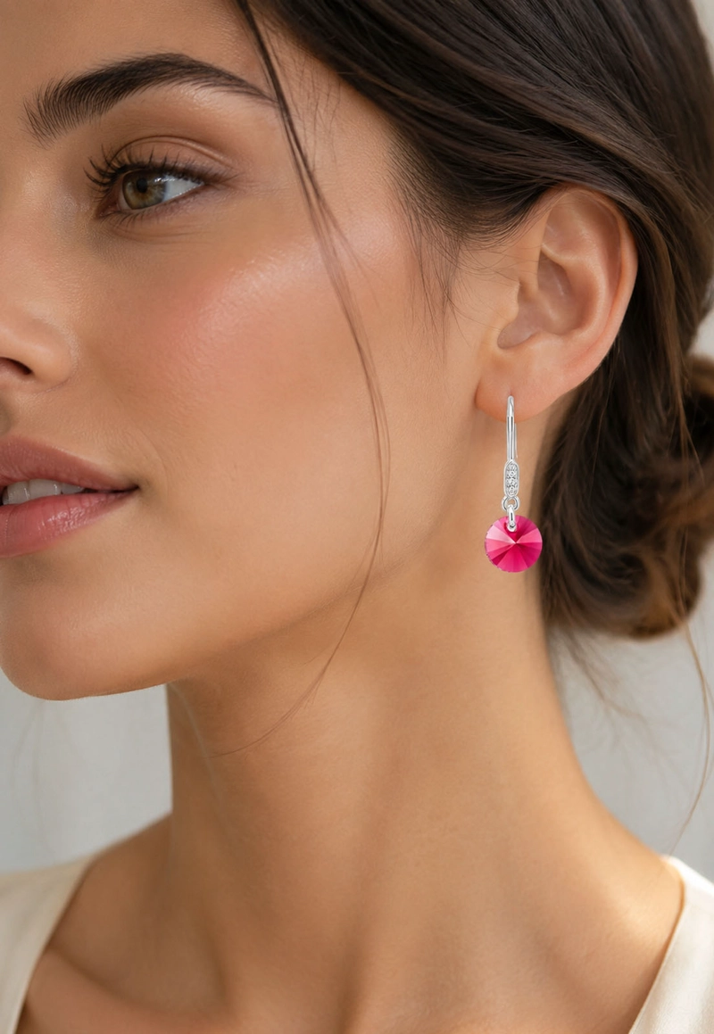 AROS JOYAS MONTERO PLATA 925 PUNTO DE LUZ CIRCON CRISTALES GENUINOS SCARLET - 6