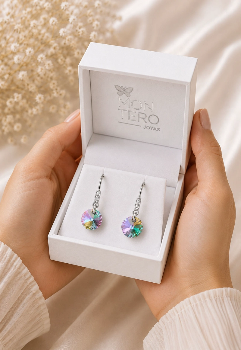AROS JOYAS MONTERO PUNTO DE LUZ CIRCON PLATA 925 CRISTALES PARADISE SHINE - 7
