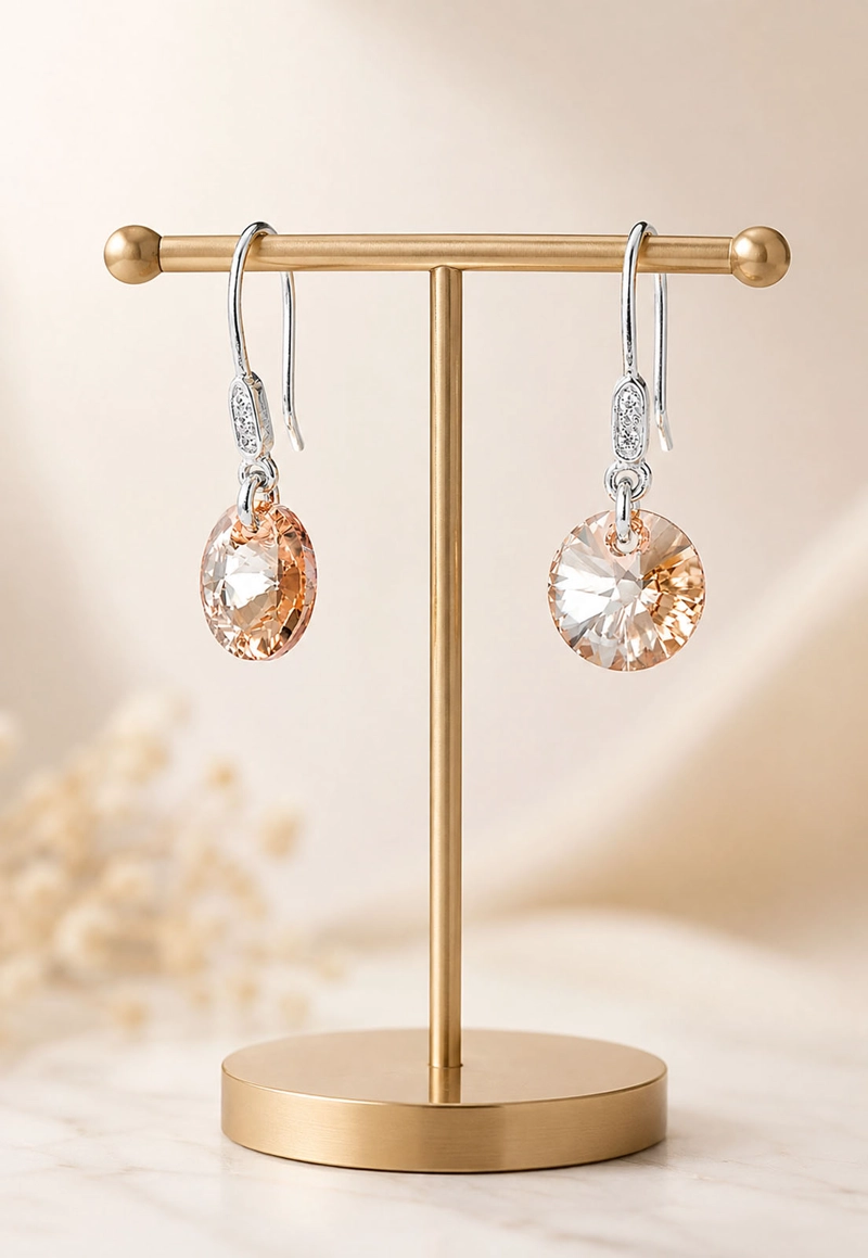 AROS JOYAS MONTERO PUNTO DE LUZ CIRCON PLATA 925 CRISTALES GENUINOS GOLDEN - 2