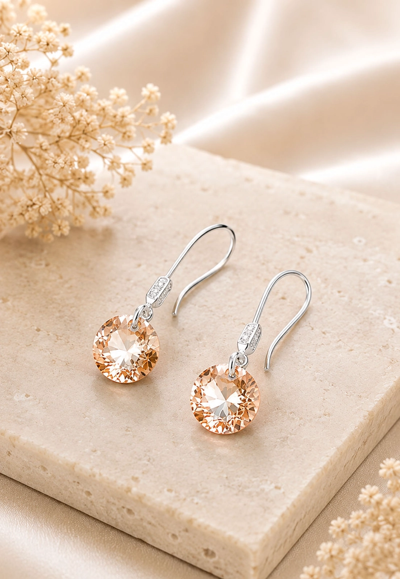 AROS JOYAS MONTERO PUNTO DE LUZ CIRCON PLATA 925 CRISTALES GENUINOS GOLDEN - 6