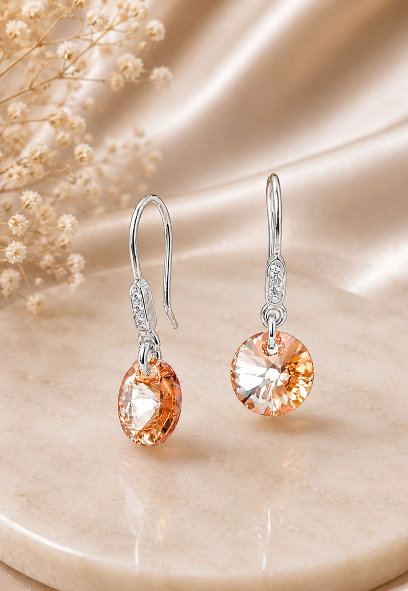 AROS JOYAS MONTERO PUNTO DE LUZ CIRCON PLATA 925 CRISTALES GENUINOS GOLDEN - 7