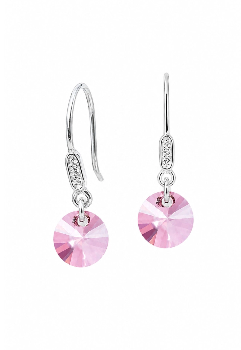 AROS JOYAS MONTERO PUNTO DE LUZ CIRCON PLATA 925 CRISTALES ANTIQUE PINK - 1