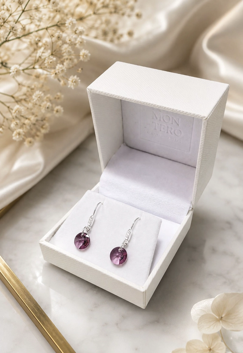 AROS JOYAS MONTERO PUNTO DE LUZ CIRCON PLATA 925 CRISTALES ANTIQUE PINK - 3
