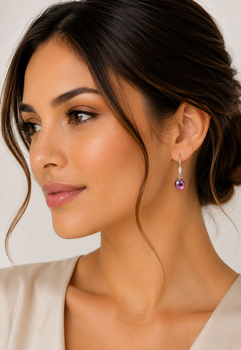 AROS JOYAS MONTERO PUNTO DE LUZ CIRCON PLATA 925 CRISTALES ANTIQUE PINK - 4