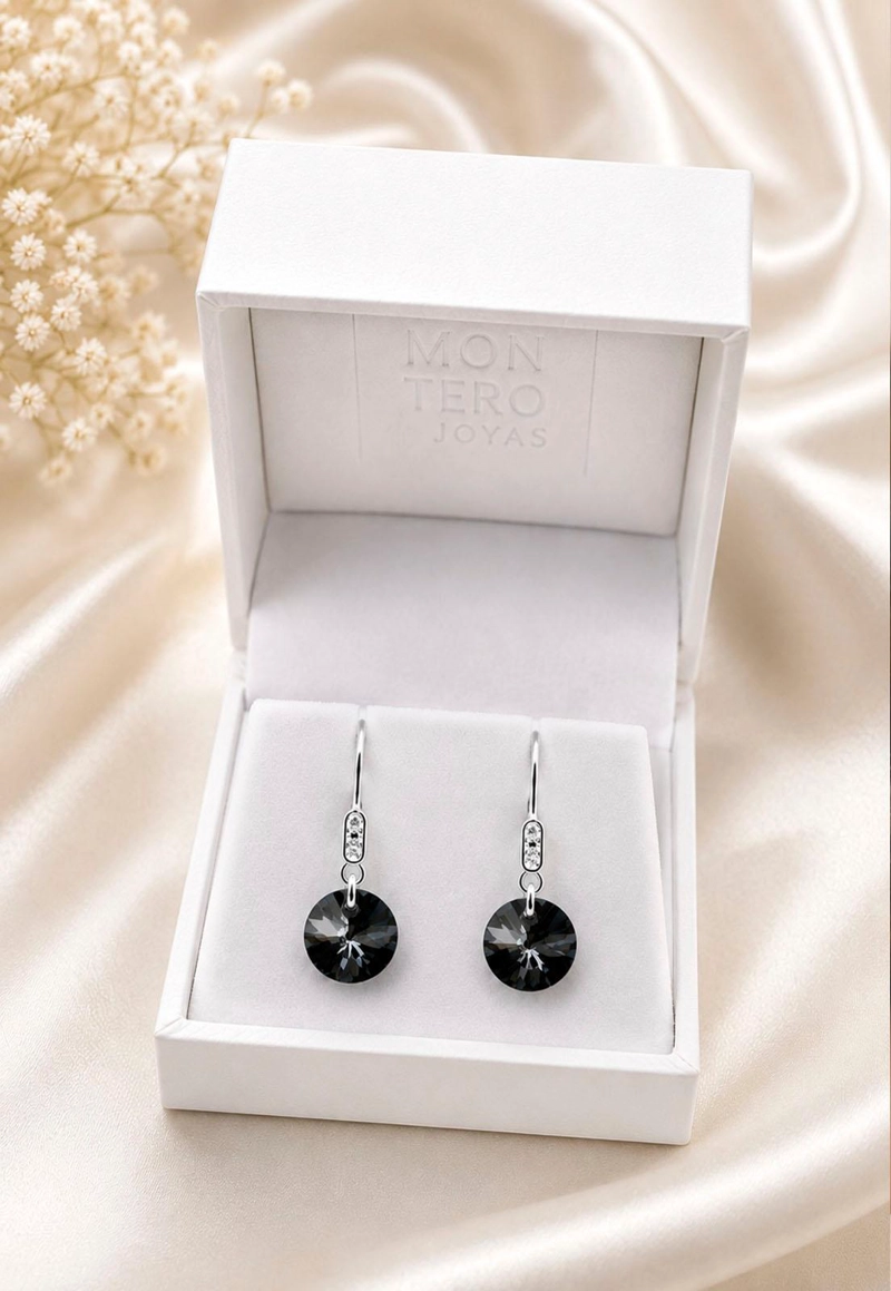 AROS JOYAS MONTERO PUNTO DE LUZ CIRCON PLATA 925 CRISTALES SILVER NIGHT - 3