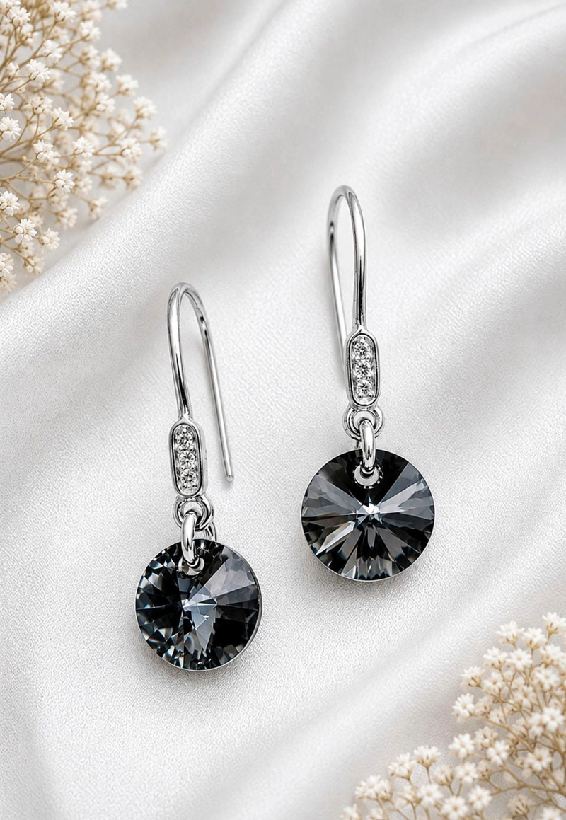 AROS JOYAS MONTERO PUNTO DE LUZ CIRCON PLATA 925 CRISTALES SILVER NIGHT - 4