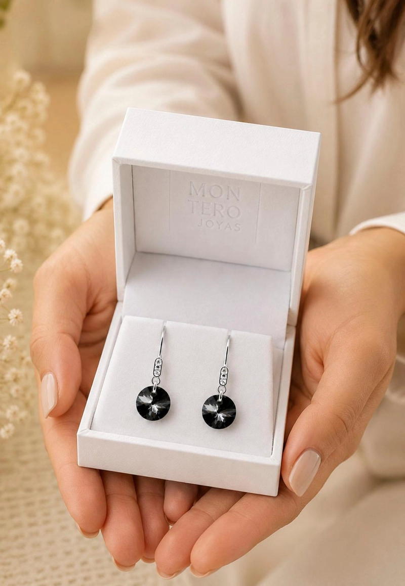 AROS JOYAS MONTERO PUNTO DE LUZ CIRCON PLATA 925 CRISTALES SILVER NIGHT - 7
