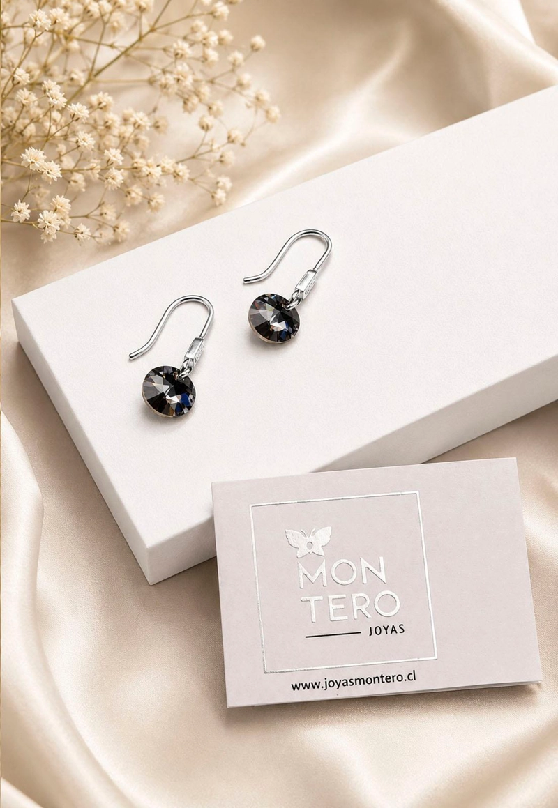 AROS JOYAS MONTERO PUNTO DE LUZ CIRCON PLATA 925 CRISTALES SILVER NIGHT - 8