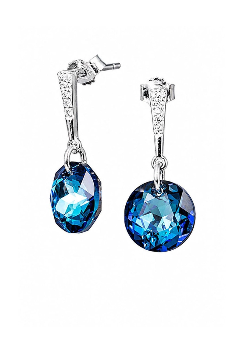 AROS JOYAS MONTERO GRACIA PLATA 925 CRISTALES GENUINOS BERMUDA BLUE - 1