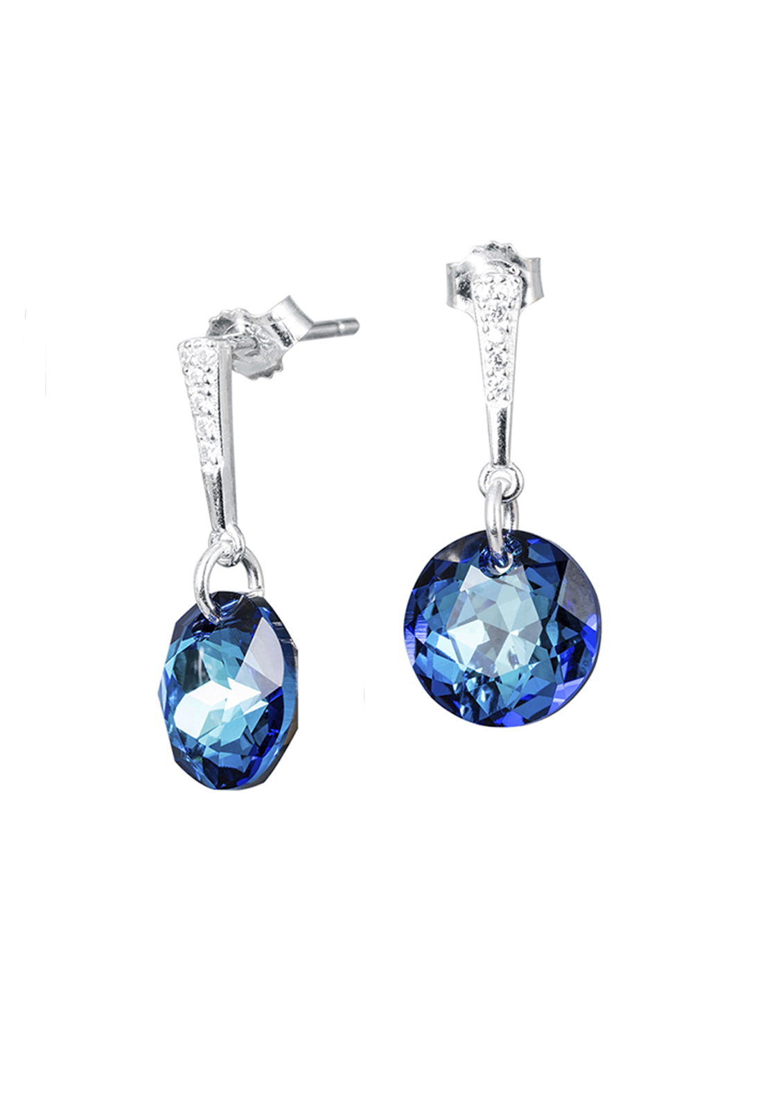 AROS JOYAS MONTERO GRACIA PLATA 925 CRISTALES GENUINOS BERMUDA BLUE - 1