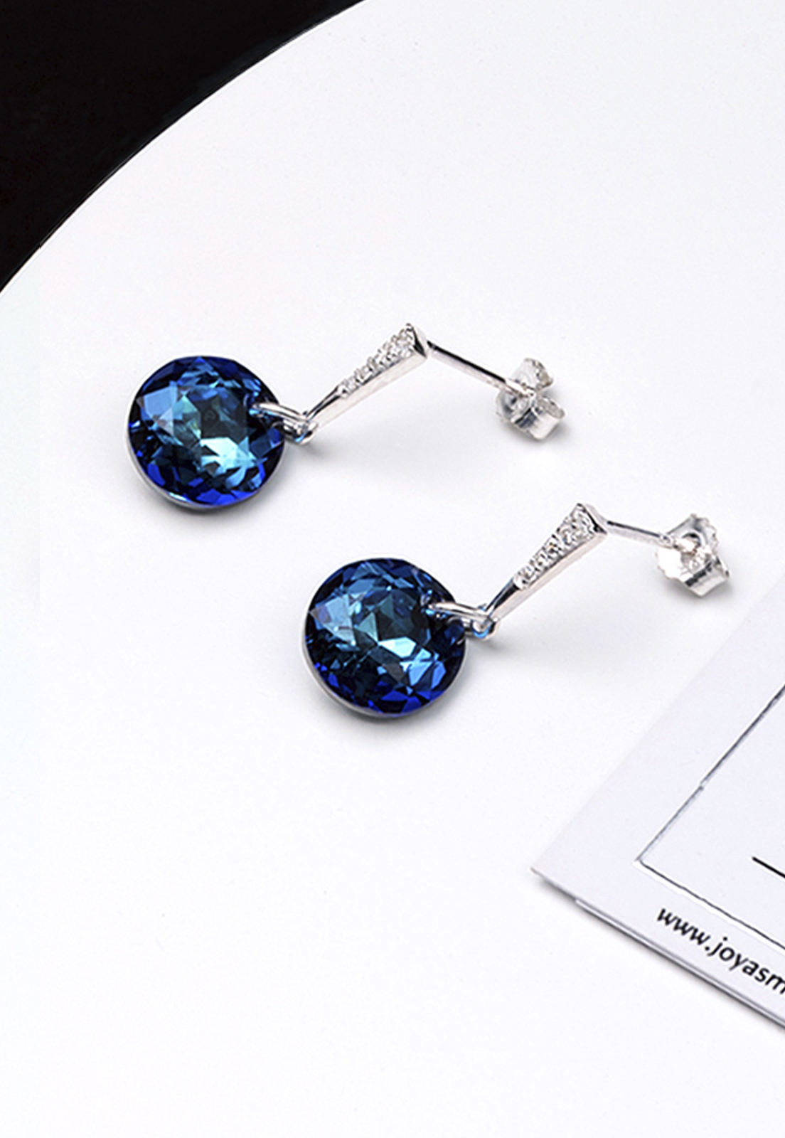AROS JOYAS MONTERO GRACIA PLATA 925 CRISTALES GENUINOS BERMUDA BLUE - 2