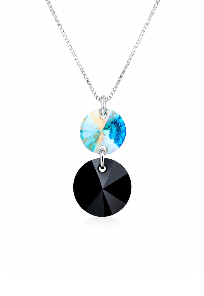 COLLAR MONTERO PLATA 925 LOURDES CRISTALES BLACK JET JOYAS - 1
