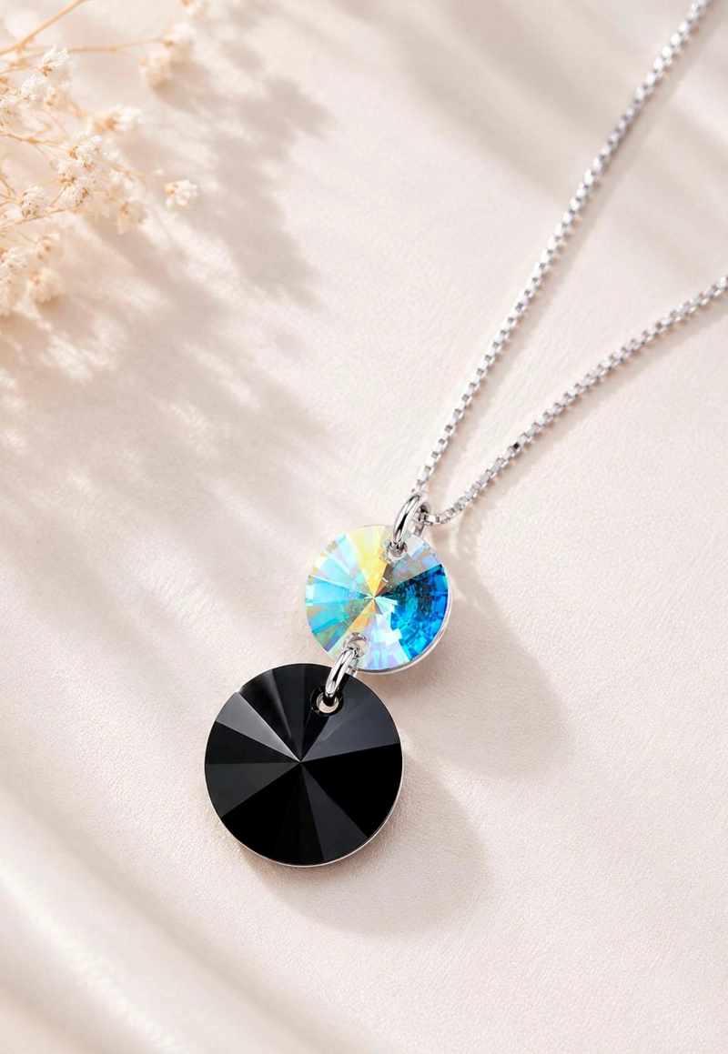 COLLAR MONTERO PLATA 925 LOURDES CRISTALES BLACK JET JOYAS - 4