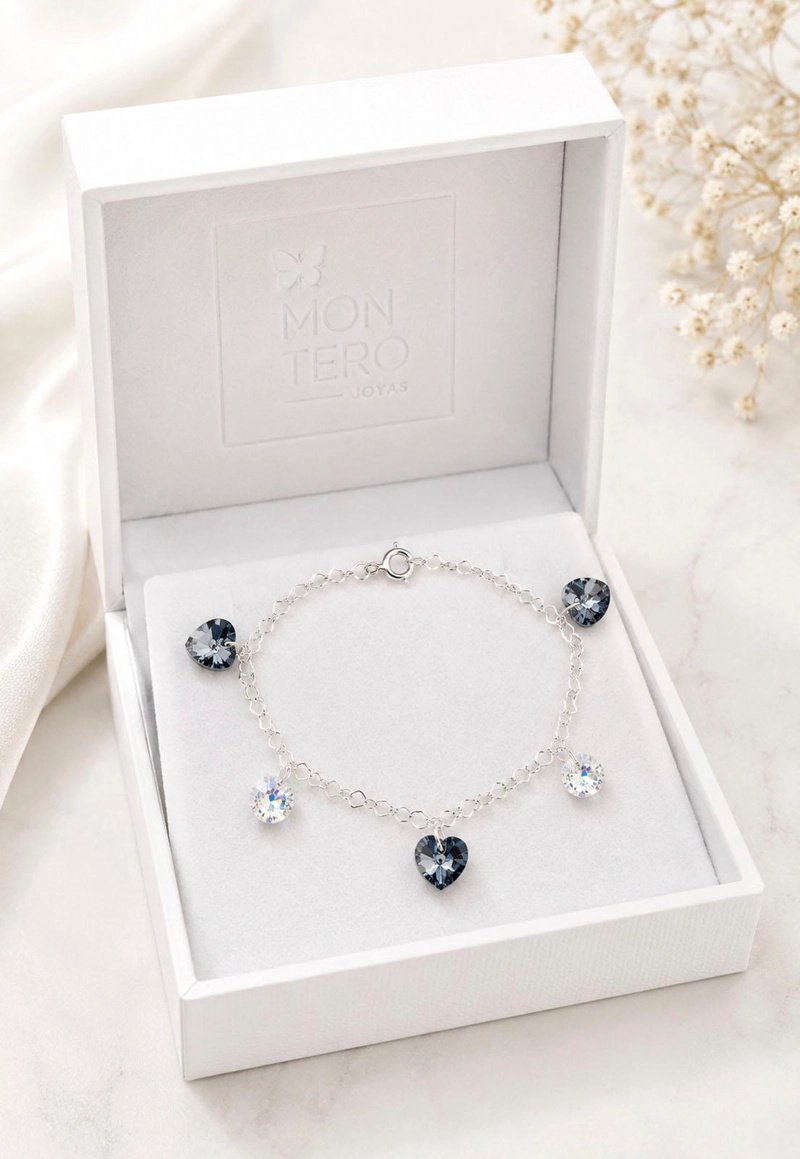 PULSERA JOYAS MONTERO ROMANCE PLATA 925 CRISTALES GENUINOS SILVER NIGHT - 5