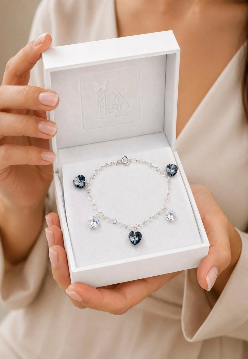 PULSERA JOYAS MONTERO ROMANCE PLATA 925 CRISTALES GENUINOS SILVER NIGHT - 6
