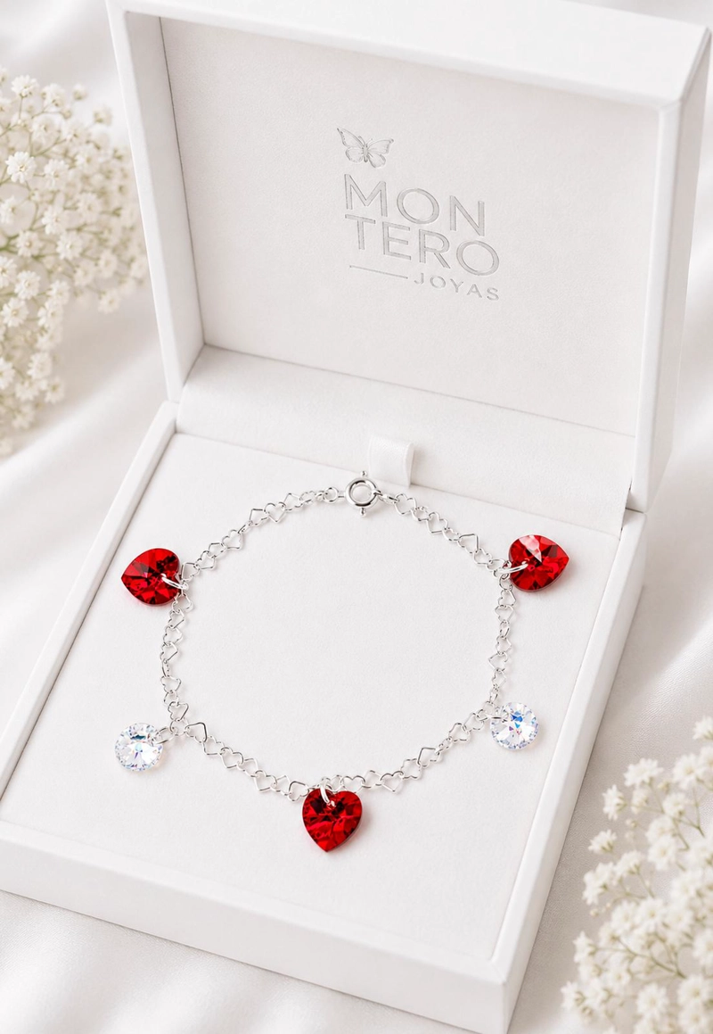 PULSERA JOYAS MONTERO ROMANCE PLATA 925 CRISTALES GENUINOS SIAM SHIMMER - 3