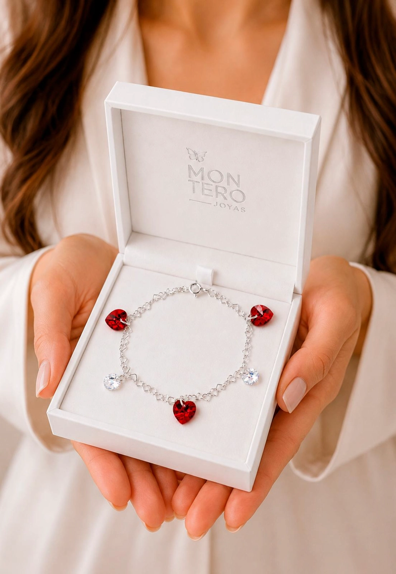 PULSERA JOYAS MONTERO ROMANCE PLATA 925 CRISTALES GENUINOS SIAM SHIMMER - 6