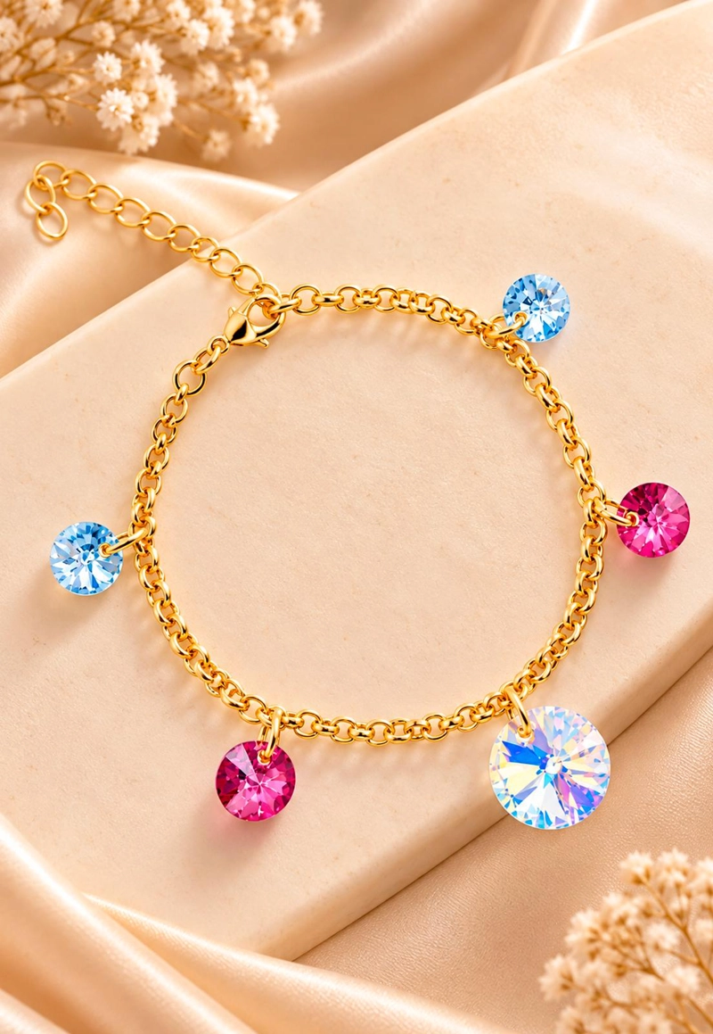 PULSERA JOYAS MONTERO NEPAL GOLD BAÑO DE ORO CRISTAL ANTIQUE PINK - 2
