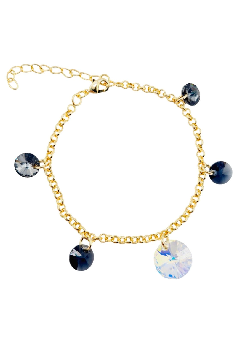 PULSERA JOYAS MONTERO NEPAL GOLD BAÑO DE ORO CRISTALES SILVER NIGHT - 1