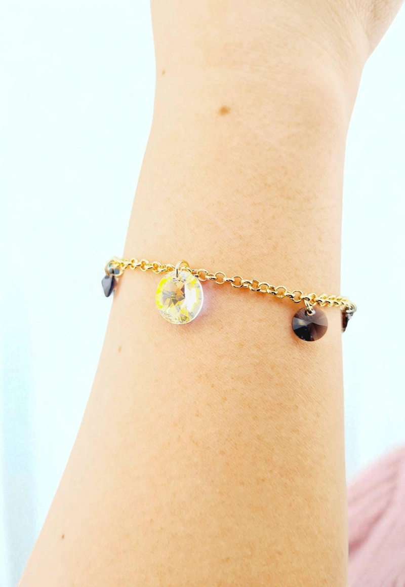 PULSERA JOYAS MONTERO NEPAL GOLD BAÑO DE ORO CRISTALES SILVER NIGHT - 3