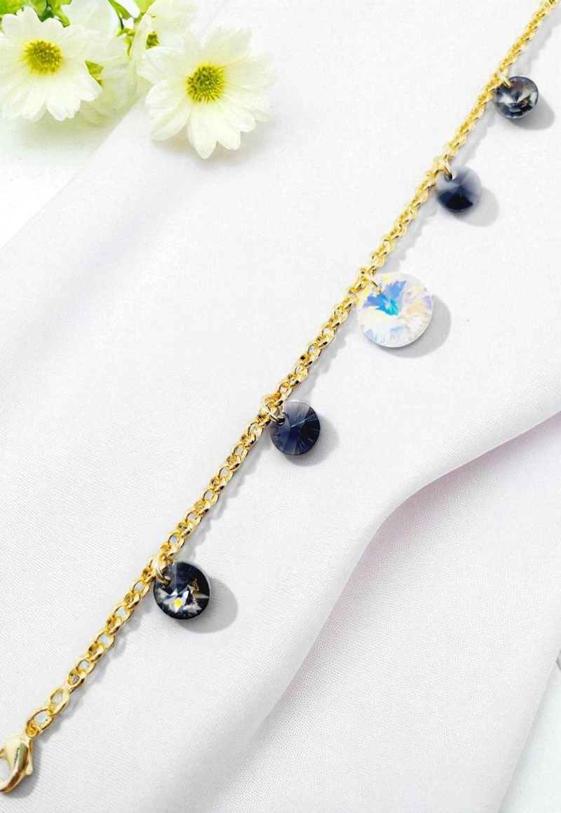 PULSERA JOYAS MONTERO NEPAL GOLD BAÑO DE ORO CRISTALES SILVER NIGHT - 4