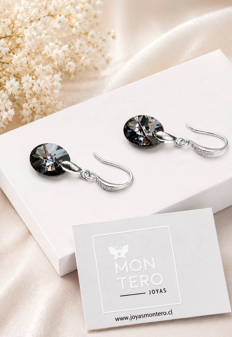 AROS JOYAS MONTERO PRAGA PLATA 925 CRISTALES GENUINOS SILVER NIGHT - 3