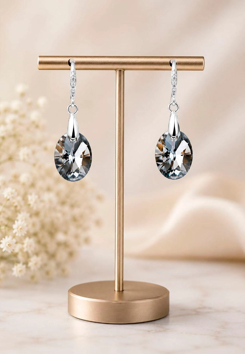 AROS JOYAS MONTERO PRAGA PLATA 925 CRISTALES GENUINOS SILVER NIGHT - 6