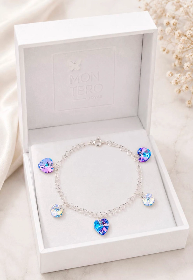 PULSERA JOYAS MONTERO ROMANCE PLATA 925 CRISTALES GENUINOS VITRAL LIGHT - 2