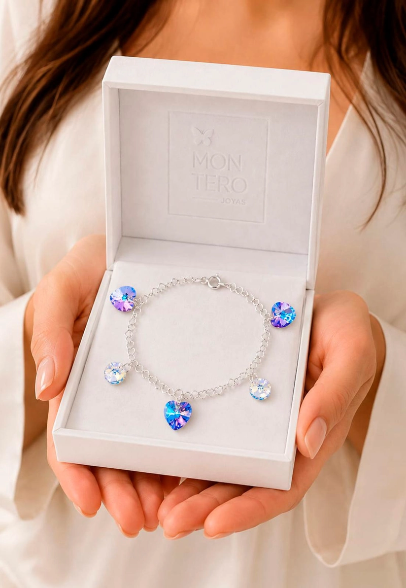 PULSERA JOYAS MONTERO ROMANCE PLATA 925 CRISTALES GENUINOS VITRAL LIGHT - 4
